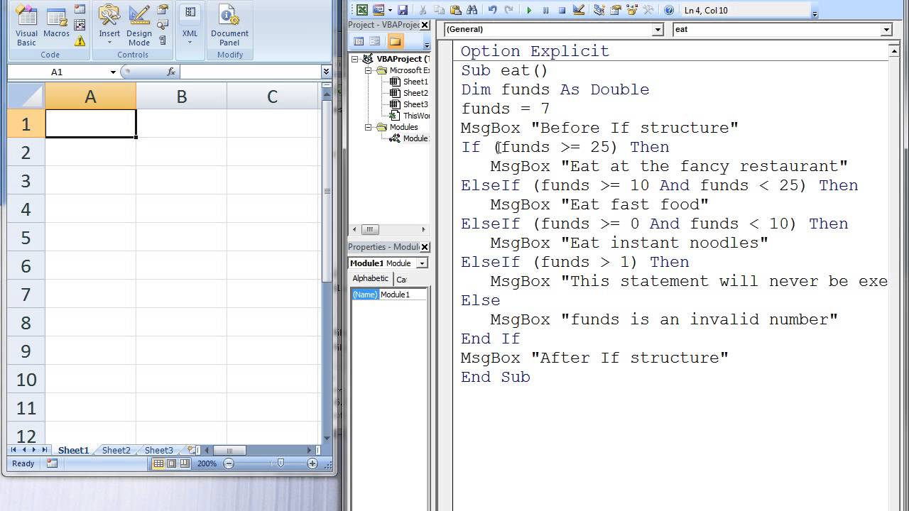 Excel VBA Topic 6.4 - If-Then-ElseIf Structures