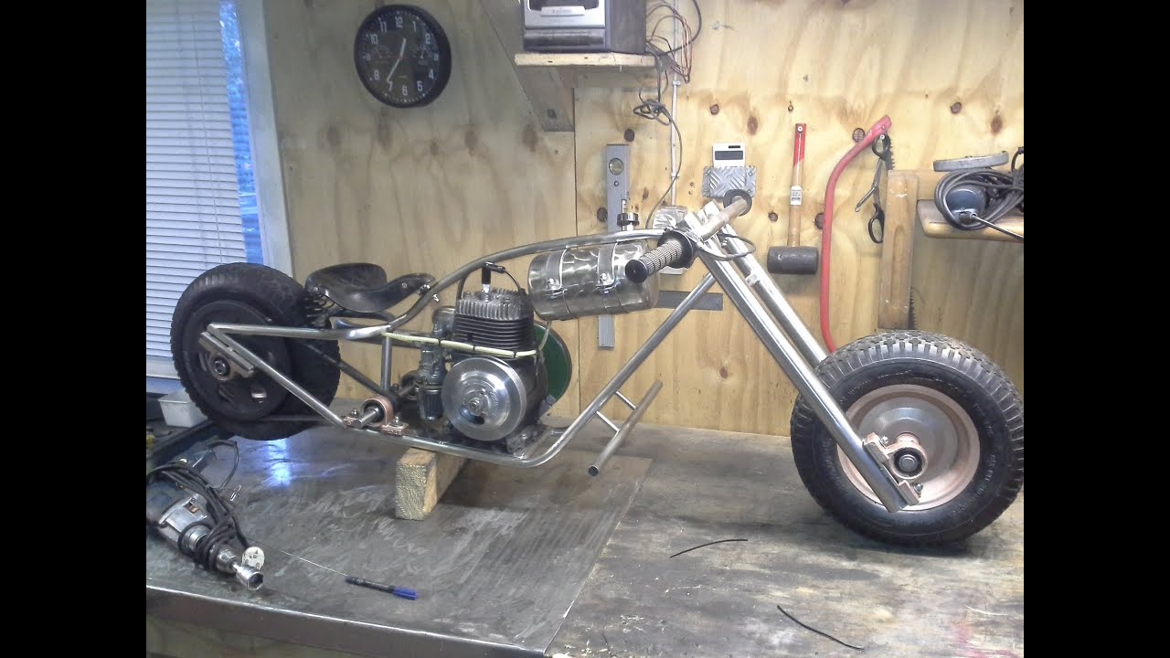 homemade mini bike chopper bobber pt. 2 (GoPro)