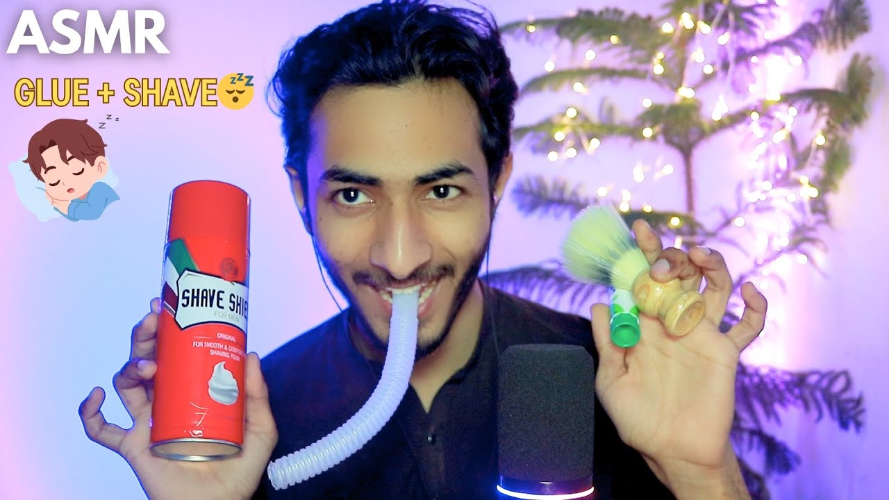ASMR Mic Brushing with Shaving Cream & Glue 🎧 | Deep Sleep😴