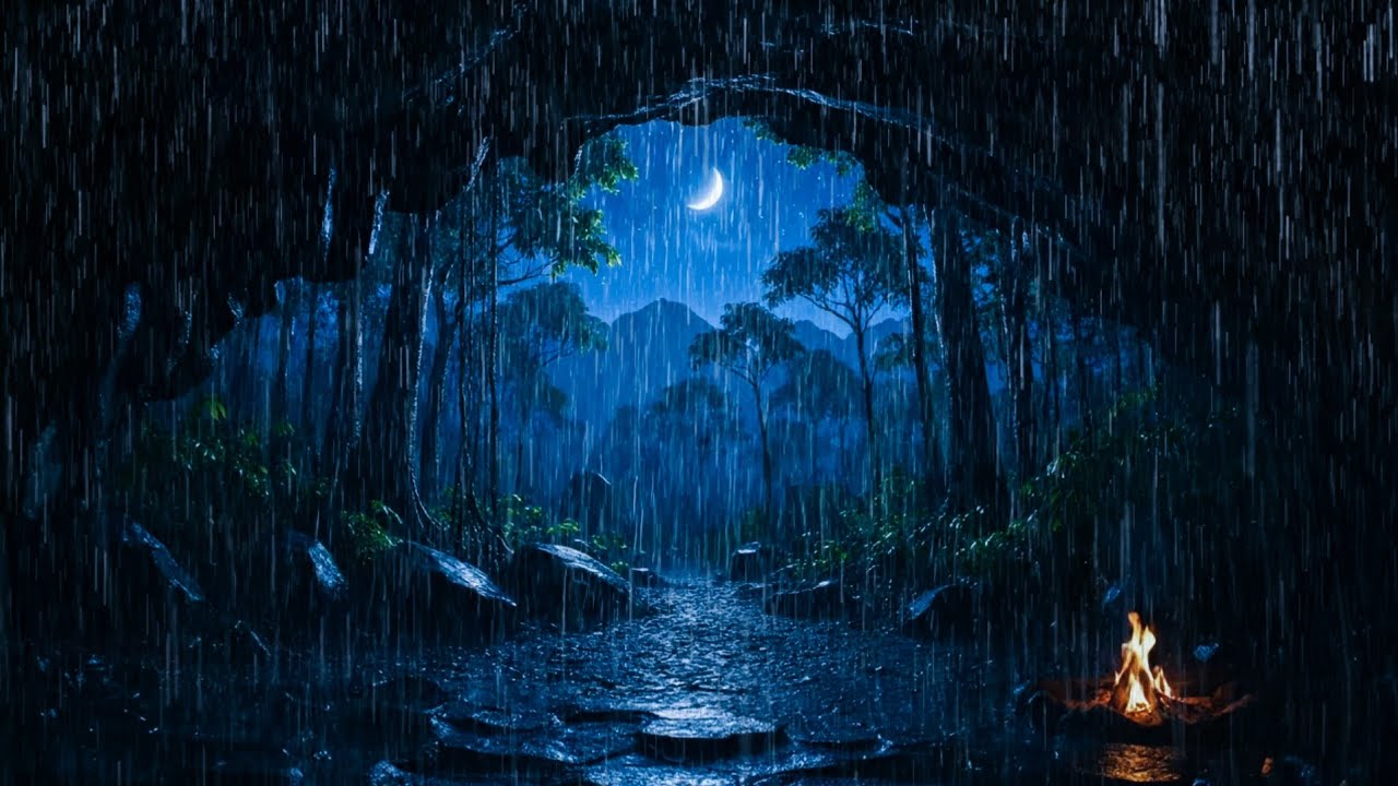 Calming Night Rain in the Forest 🌧️ Warm Cabin Sounds for Total Comfort