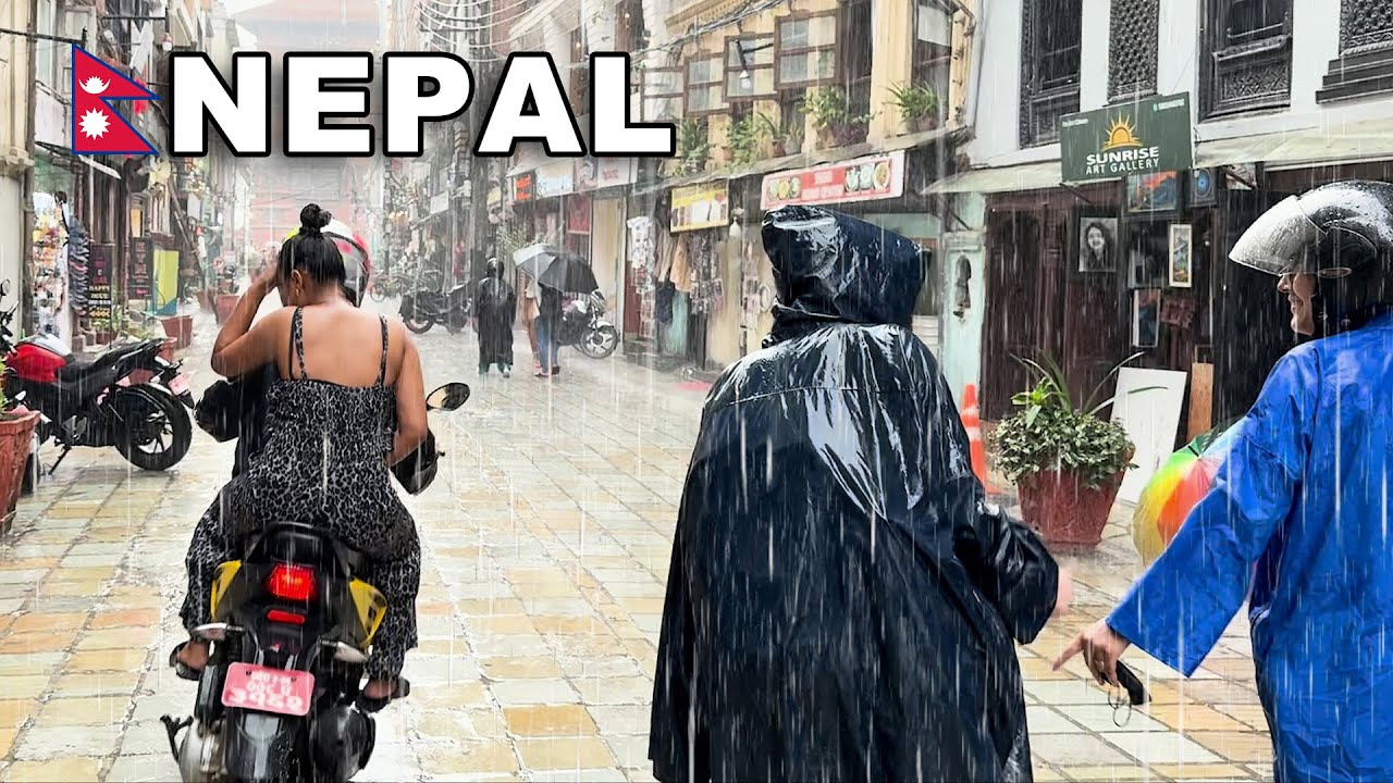 Heavy Rain Walk in Nepal 🌧️ | ASMR Rain Walk in Kathmandu, Nepal 🇳🇵 | Real Sounds of Monsoon Season