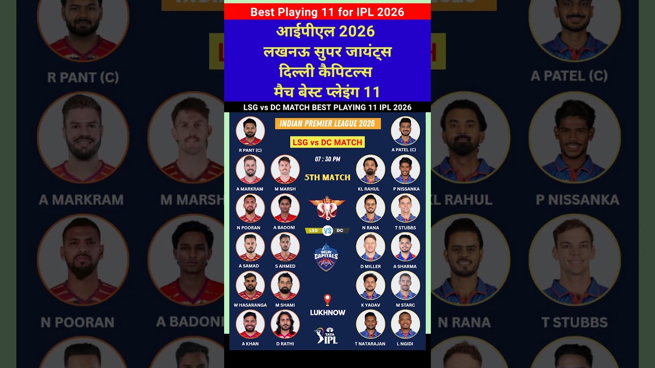 Lucknow Super Giants vs Delhi Capitals Match IPL 2026 Best Playing 11 #lsgvsdc #playing11 #ipl