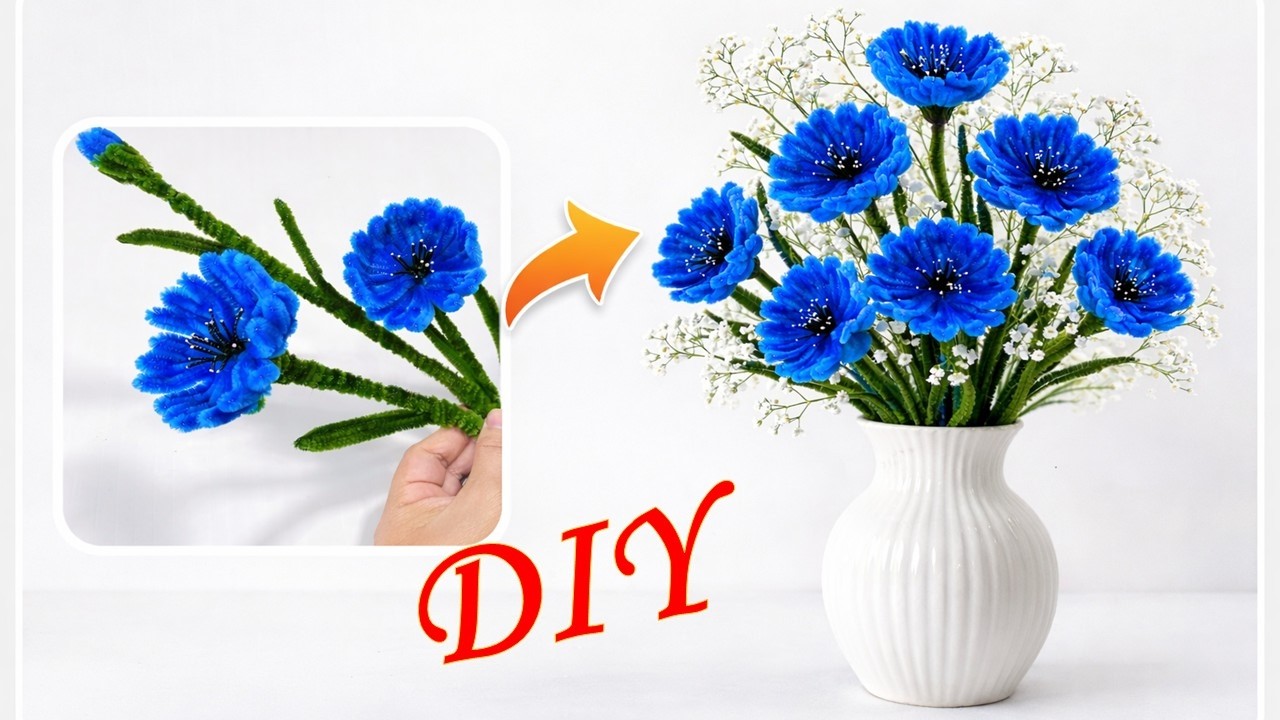 Schöne Blumen basteln mit Pfeifenreinigern 🌸 Einfache DIY Anleitung