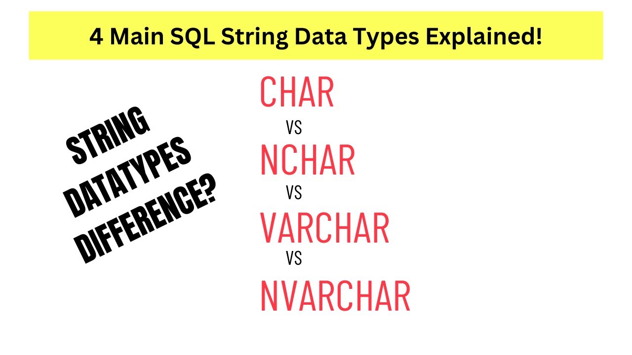 SQL DATA TYPES: UNDERSTANDING THE DIFFERENCES BETWEEN CHAR, NCHAR, VARCHAR, AND NVARCHAR #sql