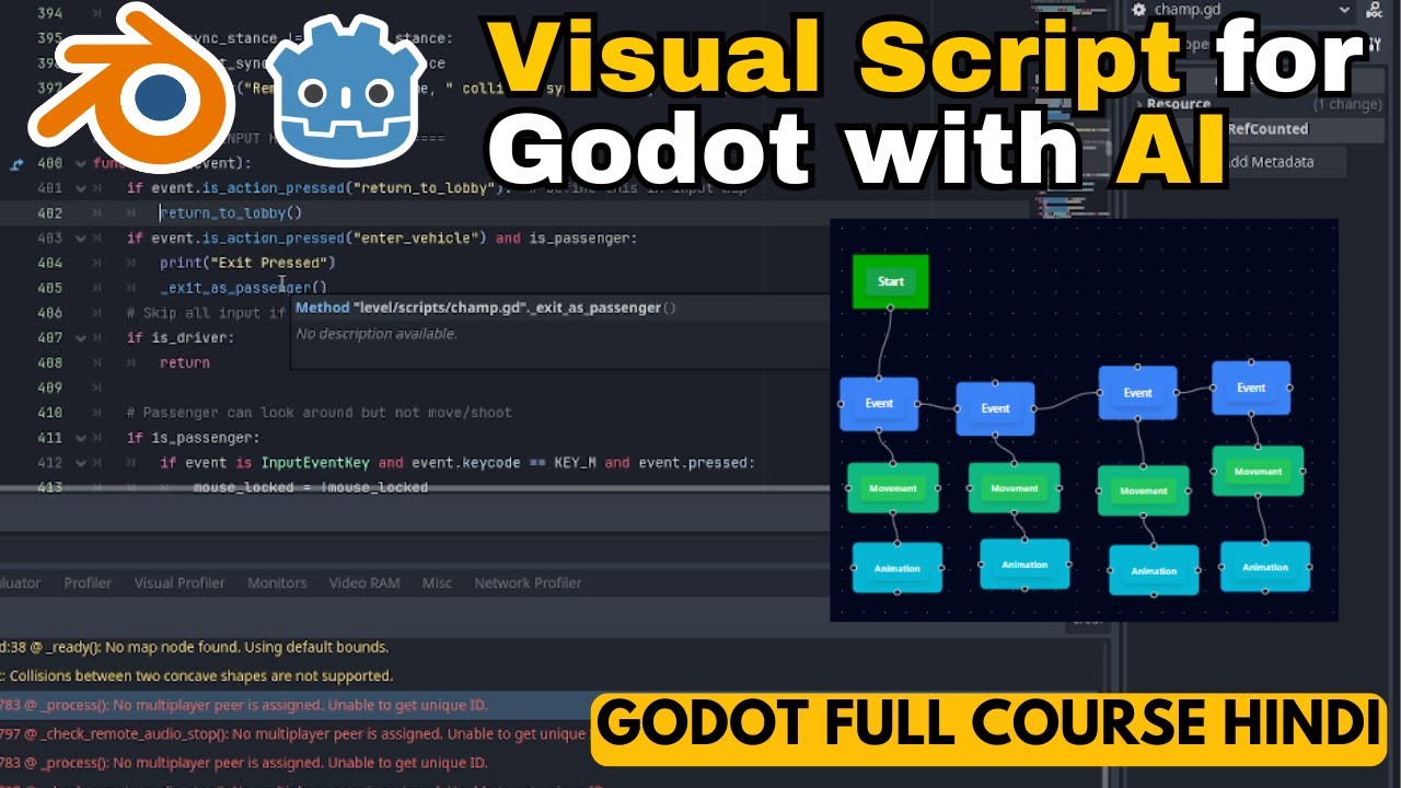 Godot Visual Scripting & AI Coding Explained | Godot tutorial in Hindi