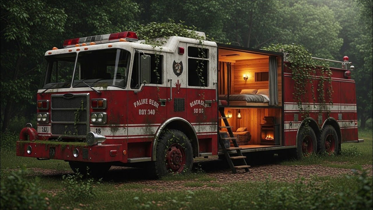 I Turned an Abandoned American 1978 Ford C Fire Truck Into a Luxury Survival Cabin