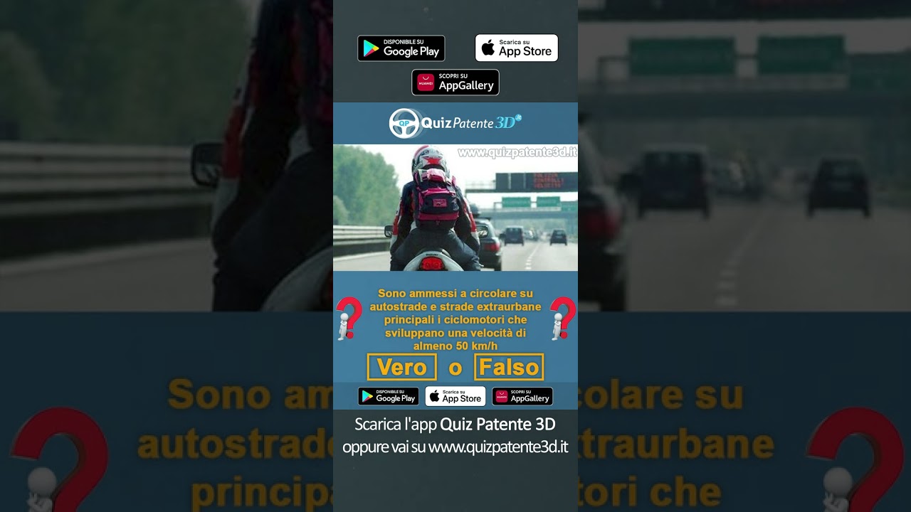 Sono ammessi a circolare su autostrade e strade extraurbane principali i ciclomotori che...