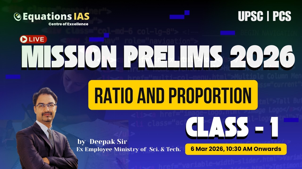 UPSC - Ratio and Proprotion | Class -1 | Mission Prelims UPSC CSE 2026