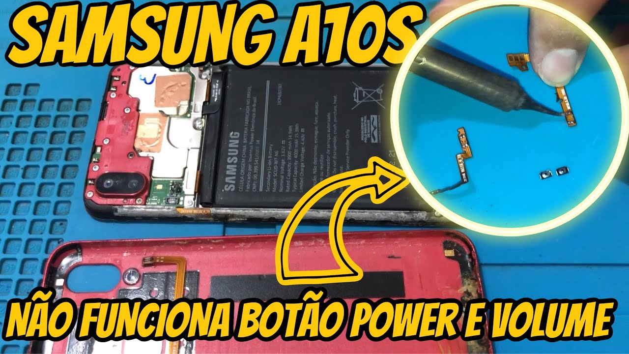 Samsung A10s Não funciona botão volume e botão Power | como trocar os botões | Passo a passo
