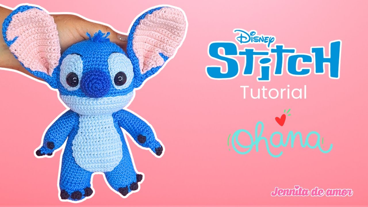 STITCH medida  20 cm -Amigurumi-Patrón en video Ingles-Español