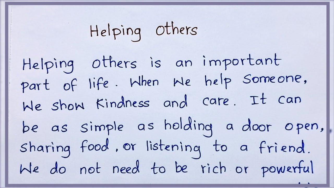 How to write an essay about helping others ? | Helping others | Nifty's English