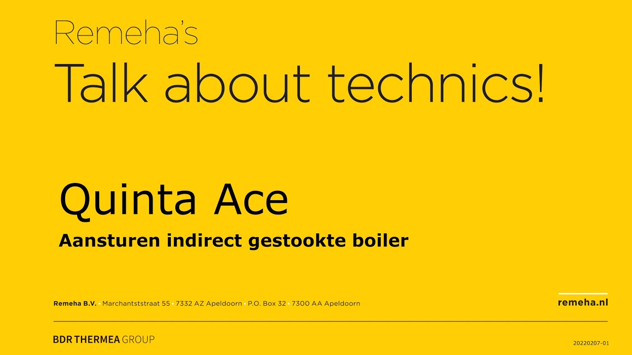 Remeha Quinta Ace  - Aansturen indirect gestookte boiler