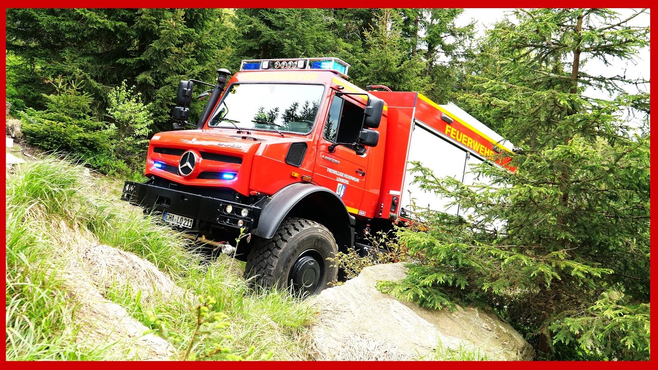 Waldbrand: UNIMOG U5023 TLF3000 offroad und Vorstellung mit FFW Lohberg