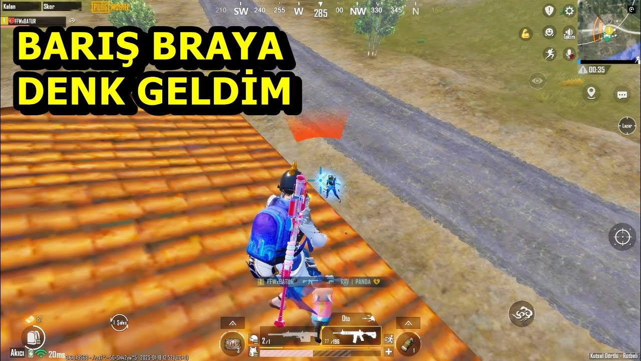 BARIŞ BRA'YA DENK GELDİM MÜTHİŞ MAÇ BATUR GAME SOLO SQUAD PUBG MOBİLE
