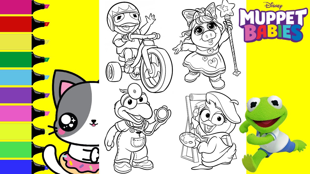 Disney Muppet Babies Coloring Book Compilation Kermit Miss Piggy Gonzo | Sprinkled Donuts JR