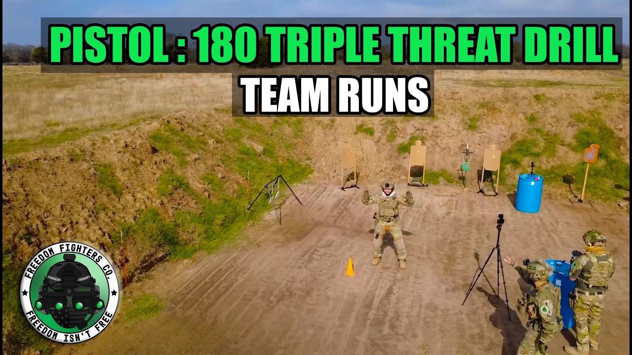 🔥 180 PISTOL TRIPLE THREAT DRILL (TEAM RUNS) | FREEDOM FIGHTERS | #shootingdrills #FFC #Training