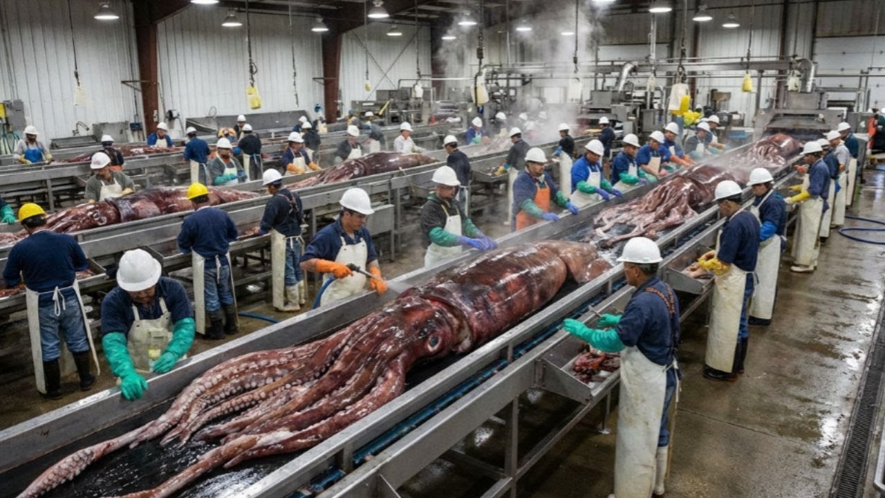 Inside a Korean Seafood Factory: Mass Producing 2,000 kg of Grilled Octopus at Once