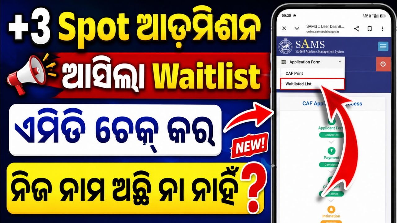 +3 Spot Admission Waitlist Check Online। Plus3 Spot Admission Waitlisted Applicants Name Check।