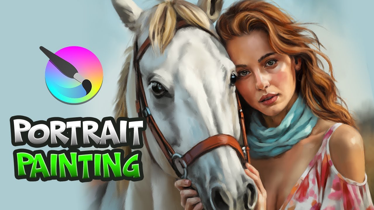 Digital Painting: Mastering a Woman & Horse Portrait in Krita!  🎨✨