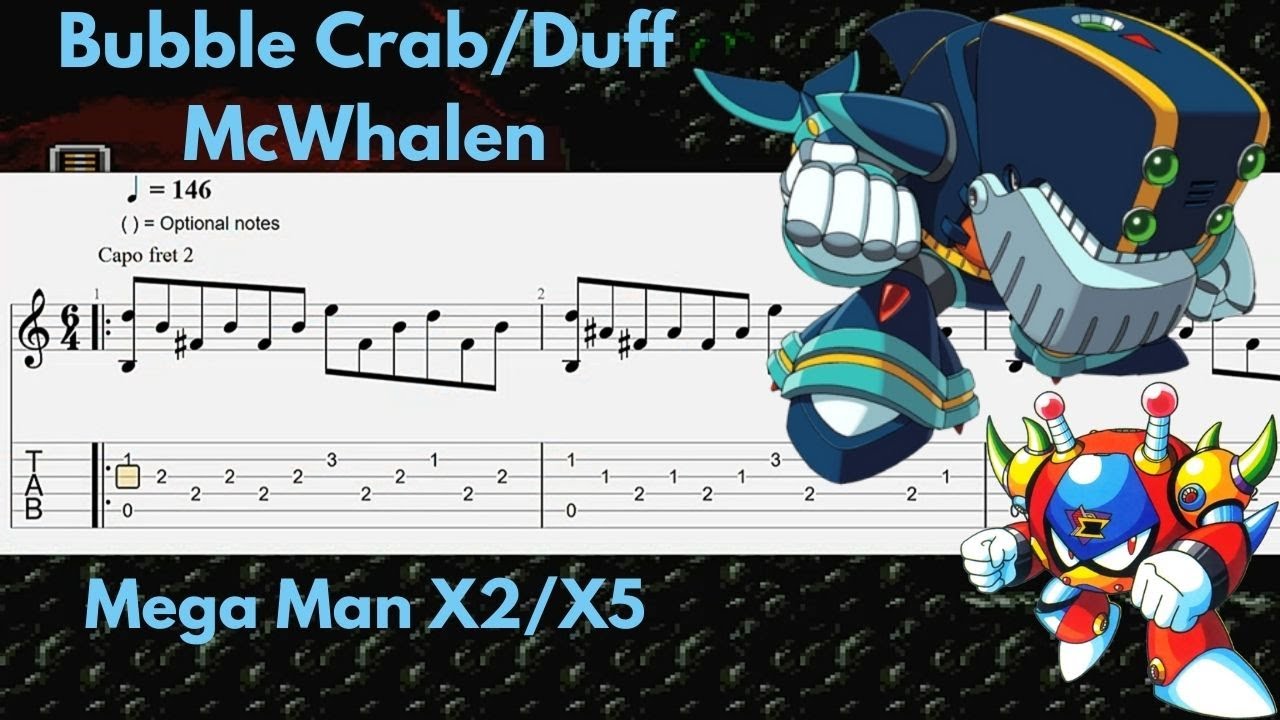 Mega Man X2 - Bubble Crab Stage / Mega Man X5 - Duff McWhalen Stage | Acoustic Guitar Tab