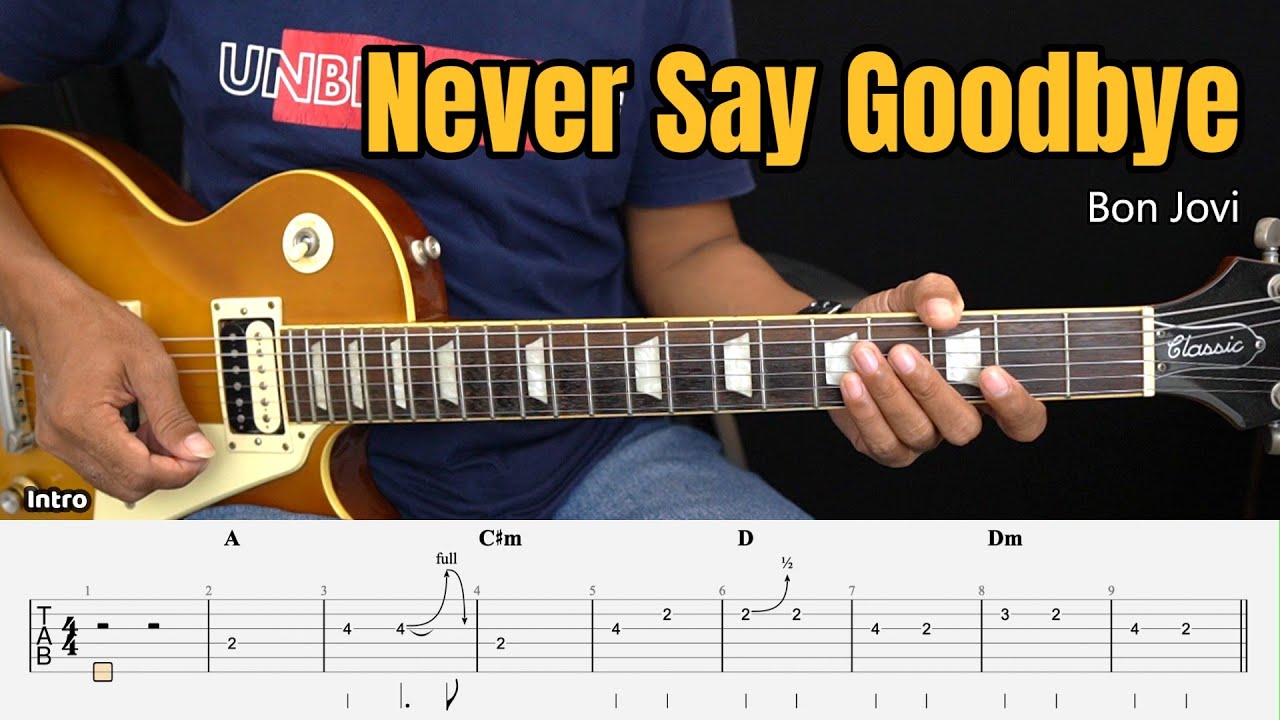 Never Say Goodbye - Bon Jovi - Guitar Instrumental Cover + Tab