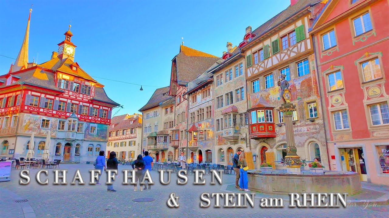 SWITZERLAND 🇨🇭 Schaffhausen & Stein am Rhein / Stroll in colorful and picturesque towns 4K