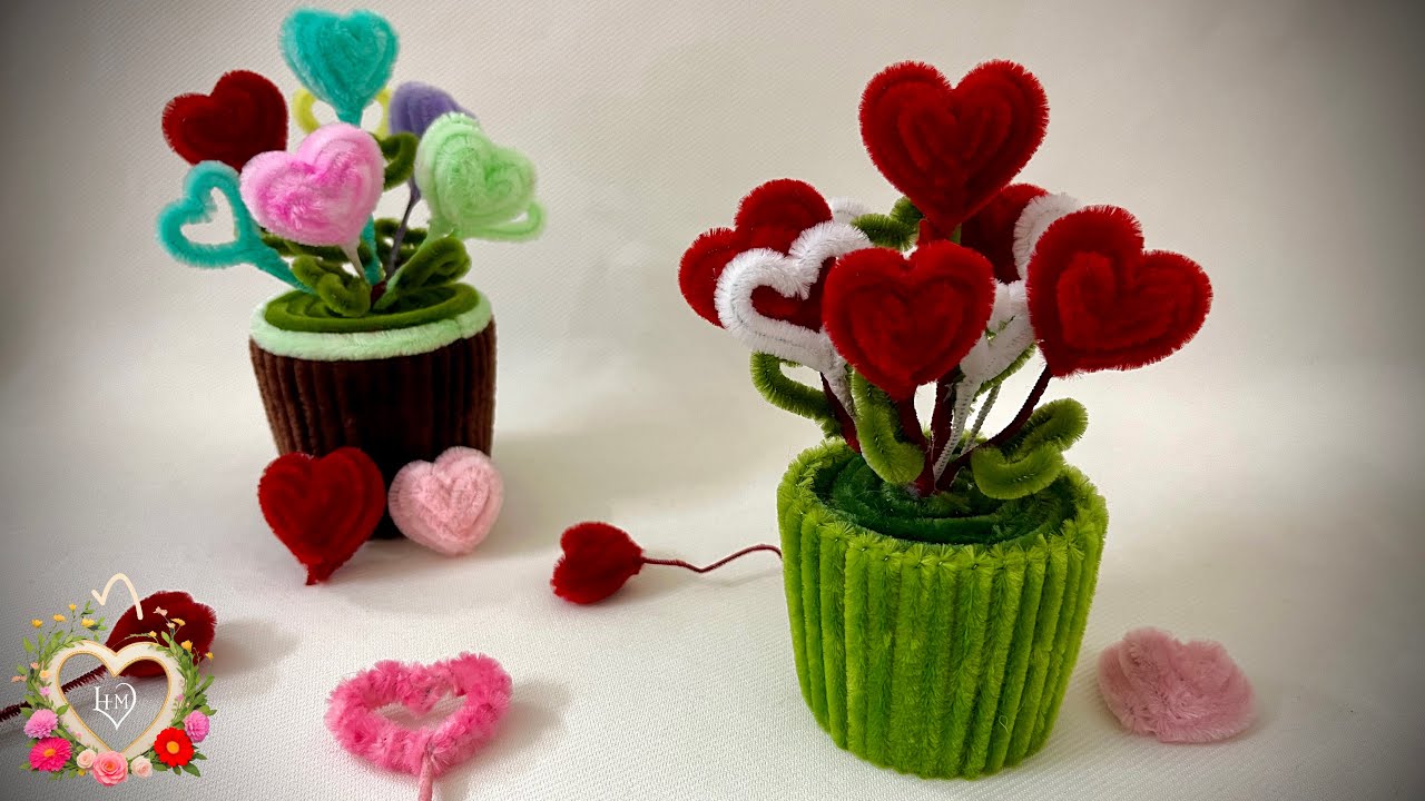 Cách làm cây Valentine Tree of love (cây tình yêu) kẽm nhung - How to make a Tree of love ! #hms2
