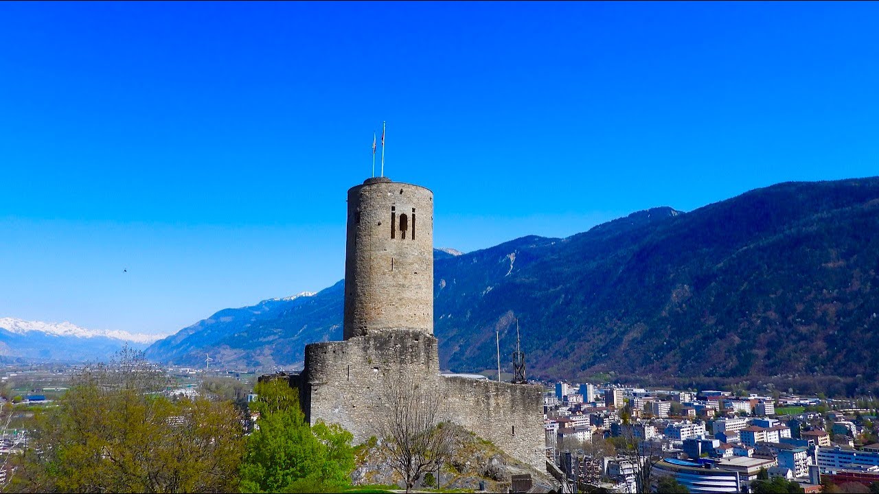 Swiss Cities: Martigny And La B&acirc;tiaz Castle In April