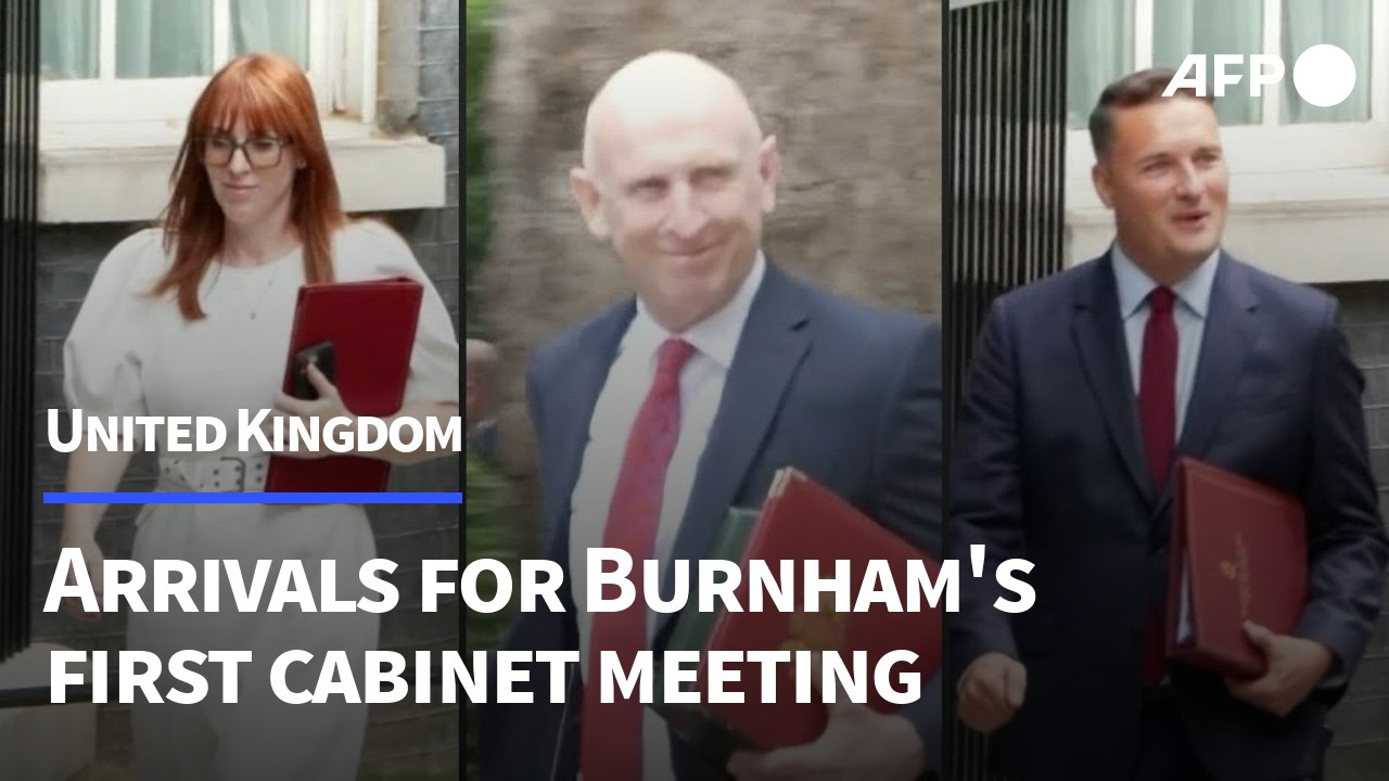 New UK PM Burnham's cabinet arrives for first meeting | AFP