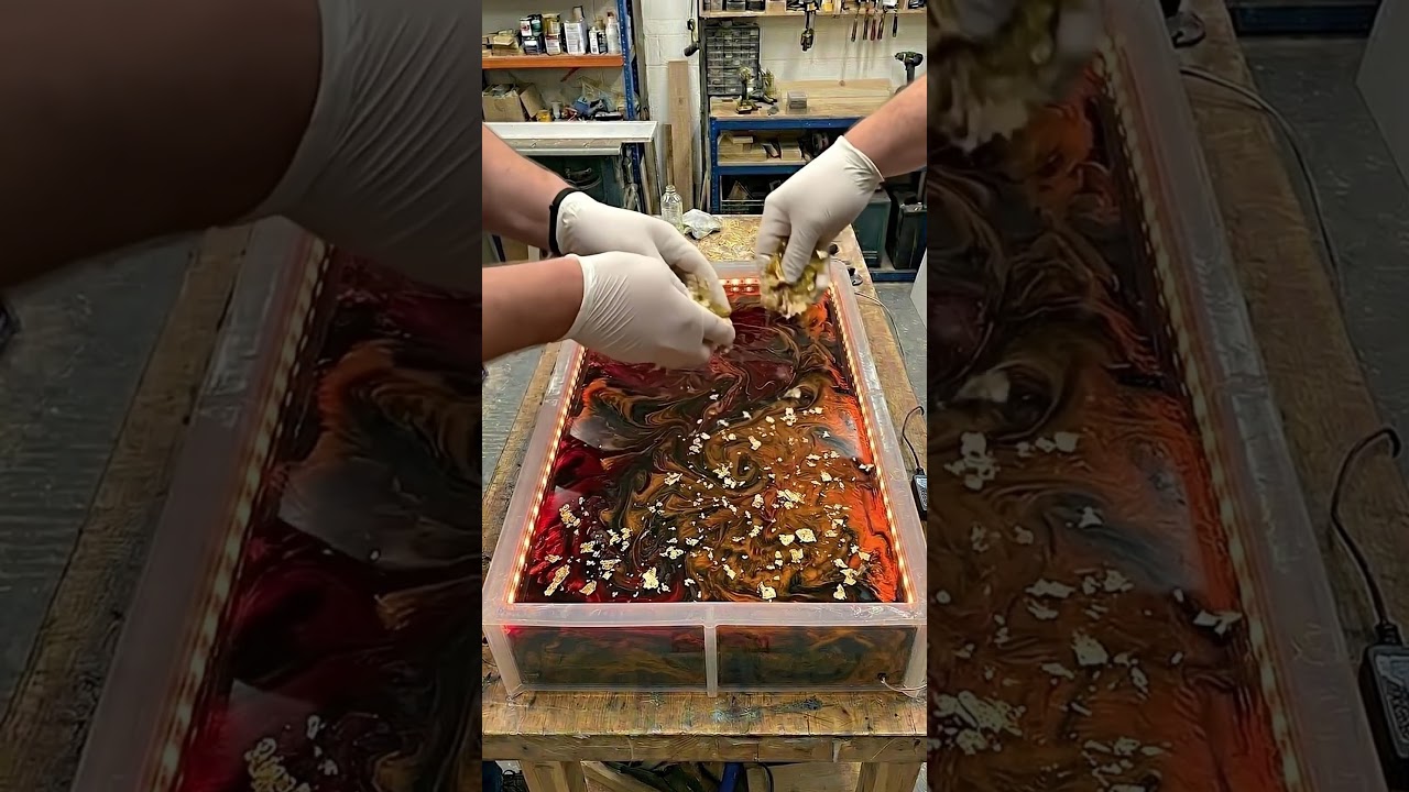 EPIC Black & Gold Epoxy Table Process! (Satisfying Reveal)