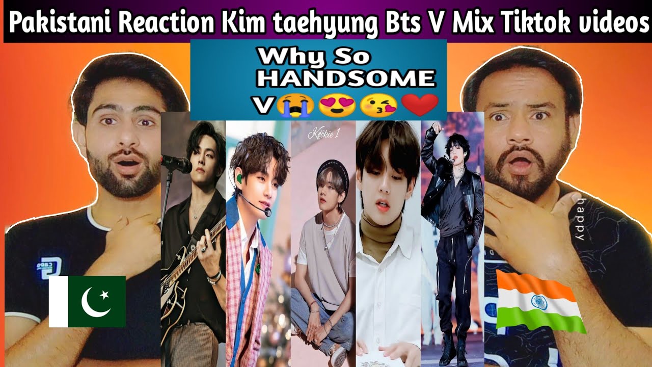 Pakistani reaction On Kim Taehyung💜BTSV Tiktok mix Videos 😊☺️- Reaction video by Jhanzaib and balaj