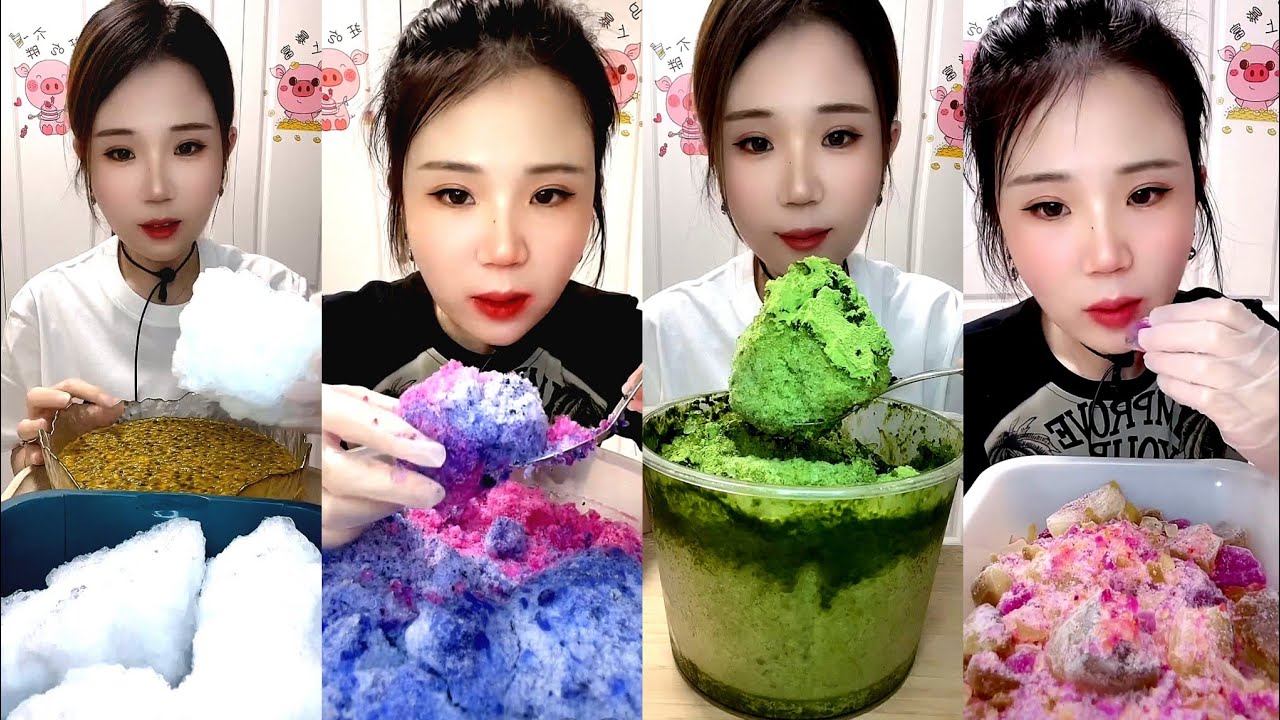 ASMR SHAVED WHITE ICE EATING YY