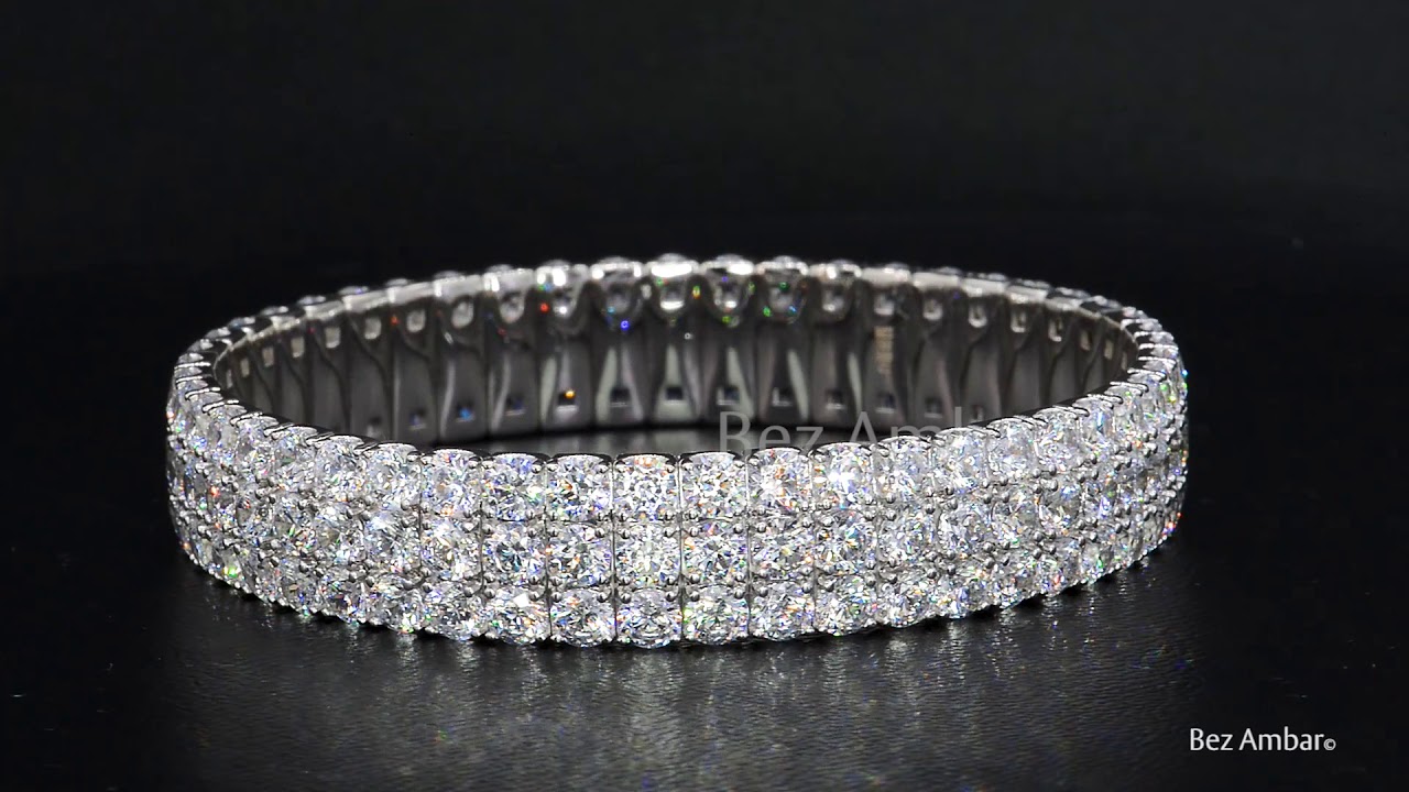 Bez Ambar's Three Row Diamond EasyFit Stretchable Bracelet