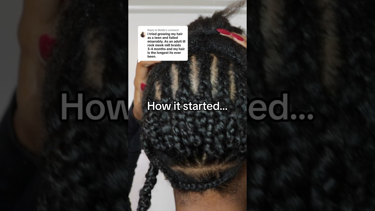 3 month old cornrow braids 😳 #4chair #hairgrowth #cornrows