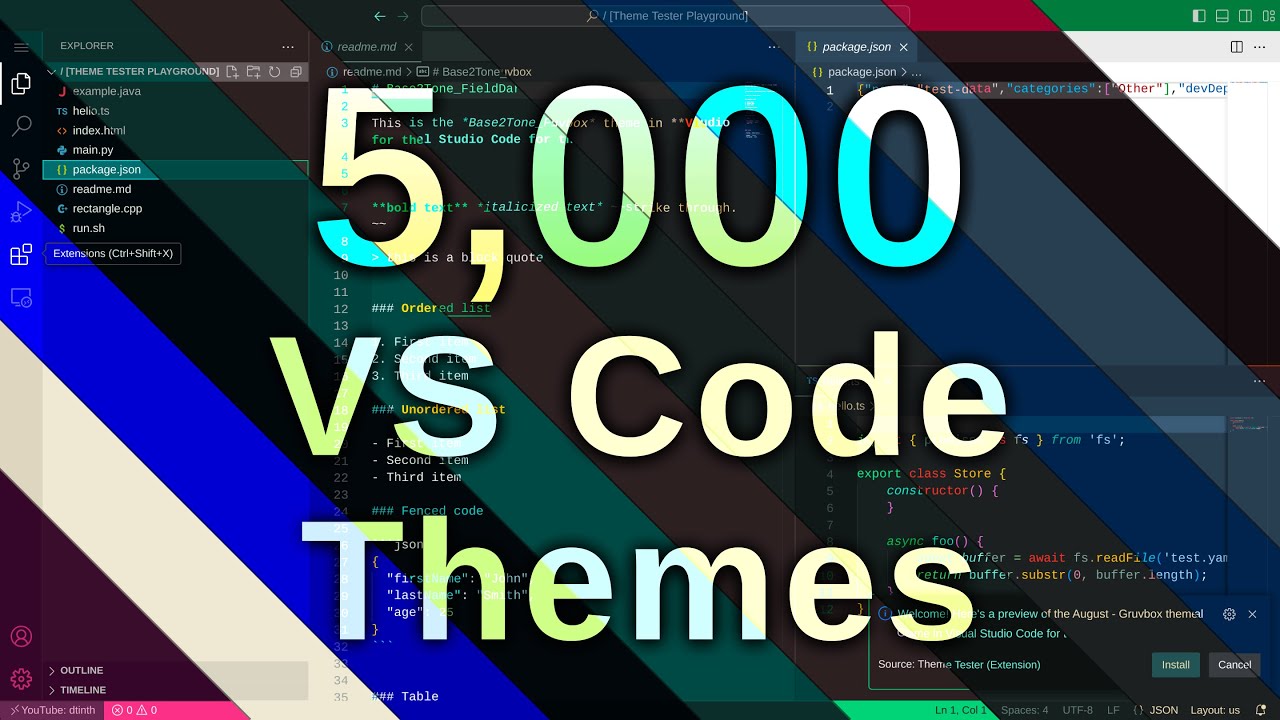 5000 VS Code themes set to a chill lo-fi beat (4K)