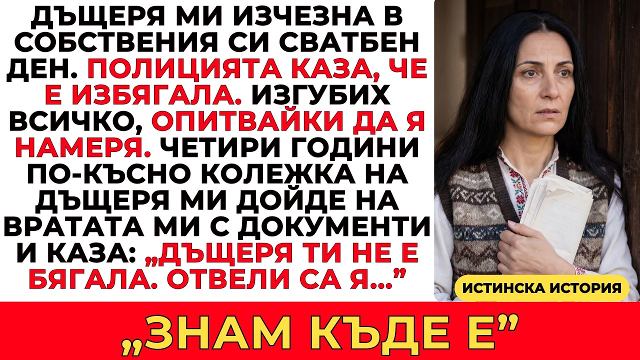 ДЪЩЕРЯ МИ ИЗЧЕЗНА В ДЕНЯ НА СВАТБАТА СИ — ЧЕТИРИ ГОДИНИ ПО-КЪСНО НЕЙНА КОЛЕЖКА ДОЙДЕ С ИСТИНАТА