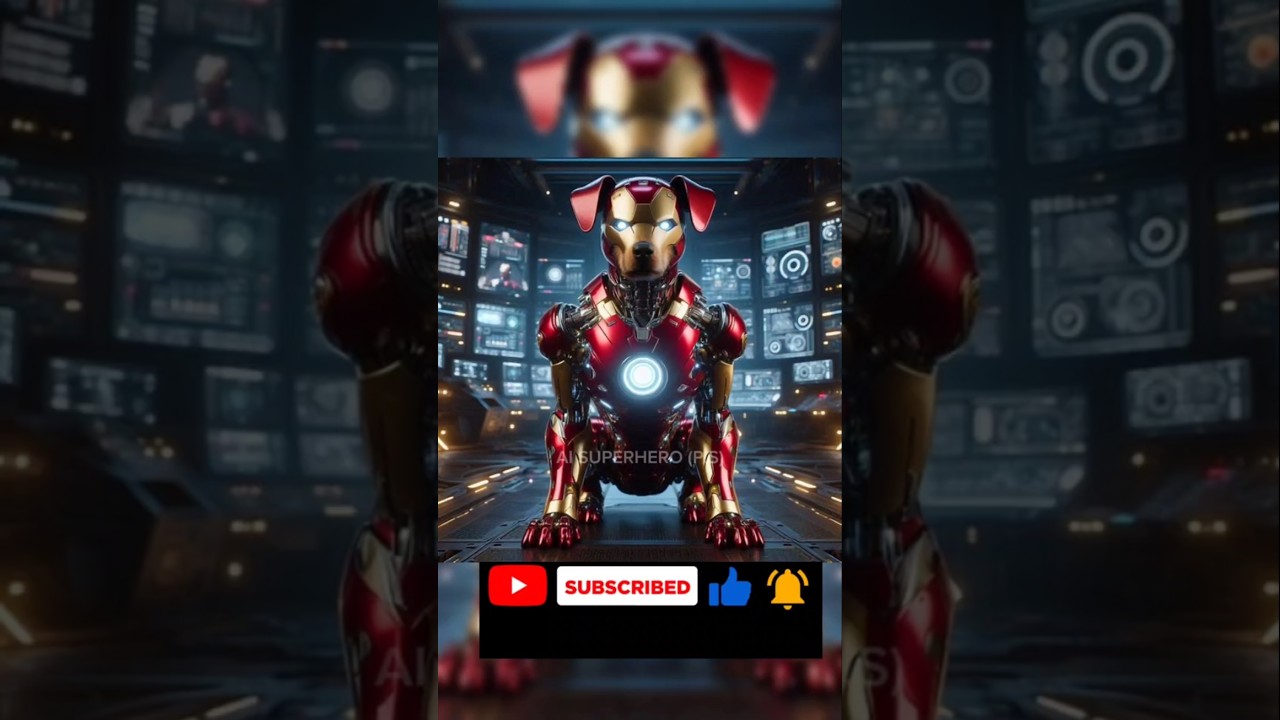 Robot Dog With Superhero. (Respect Animal Marvel DC)