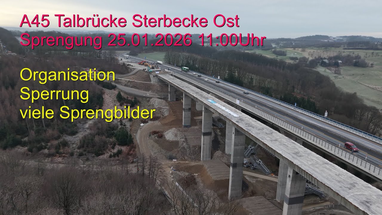 Sprengung Sterbecke A45 Brücke Nord 25.01.2026 Lüdenscheid Autobahn neben Rahmede