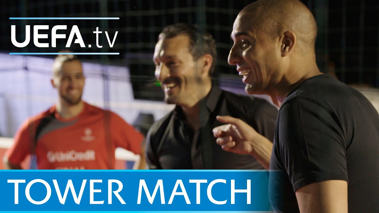 Trezeguet and Zambrotta play match on top of Unicredit Tower