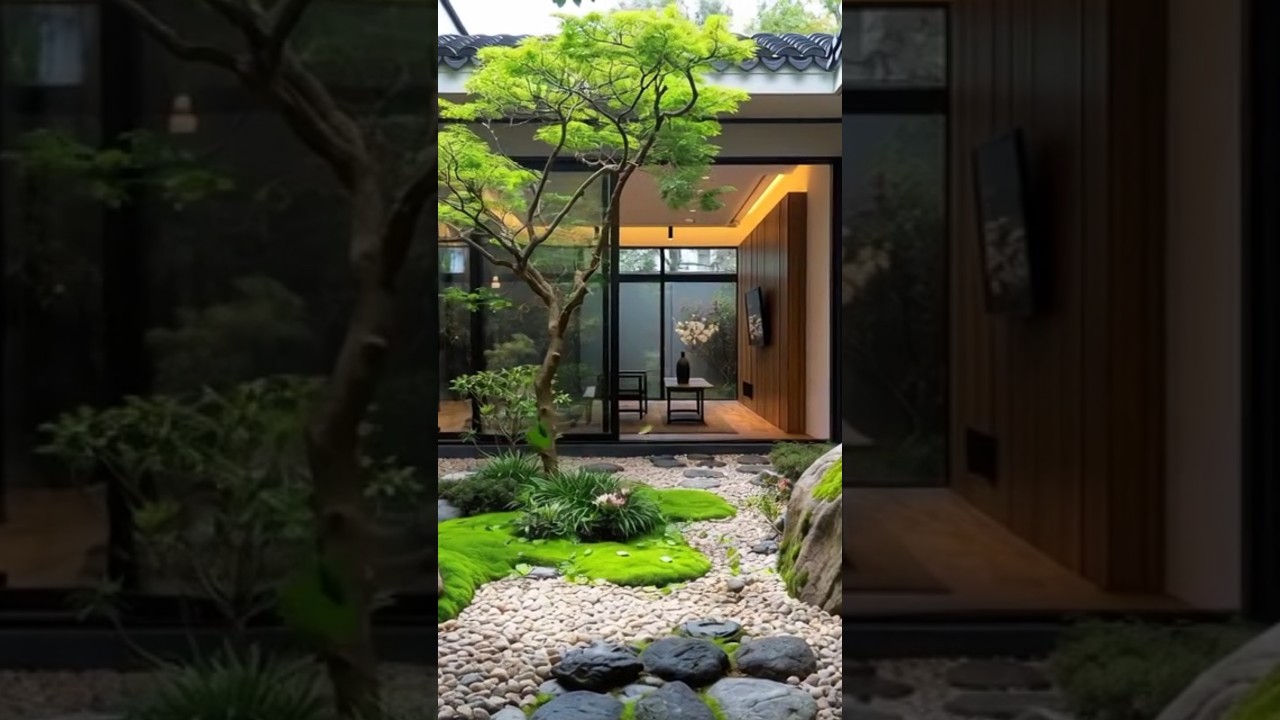 A smart drawing room with courtyard #ai #decoration #householditems #homedecor #smarthome