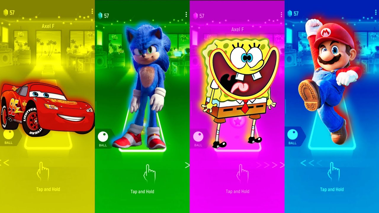 McQueen 🆚 Sonic 🆚 SpongeBob 🆚 Mario 🪩 Tiles Hop
