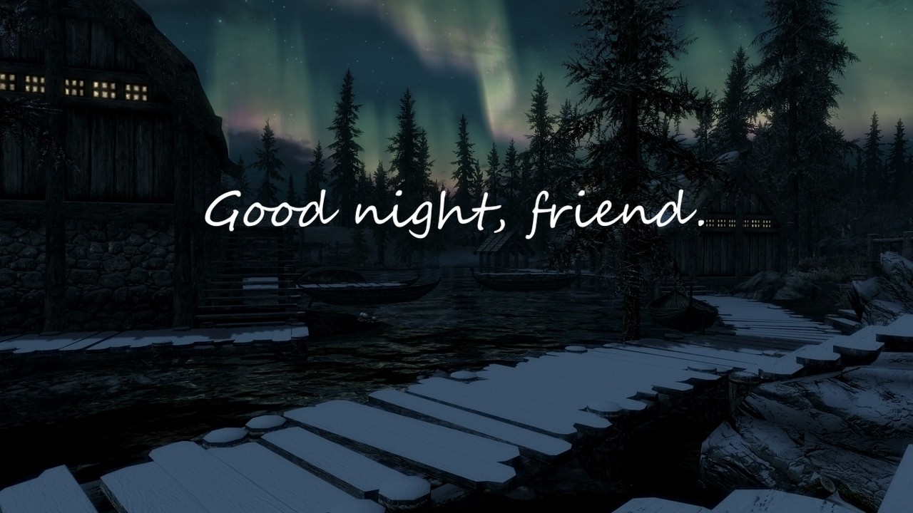 Peaceful Skyrim Northern Lights - Winter Night Sounds for Sleep 3 Hours