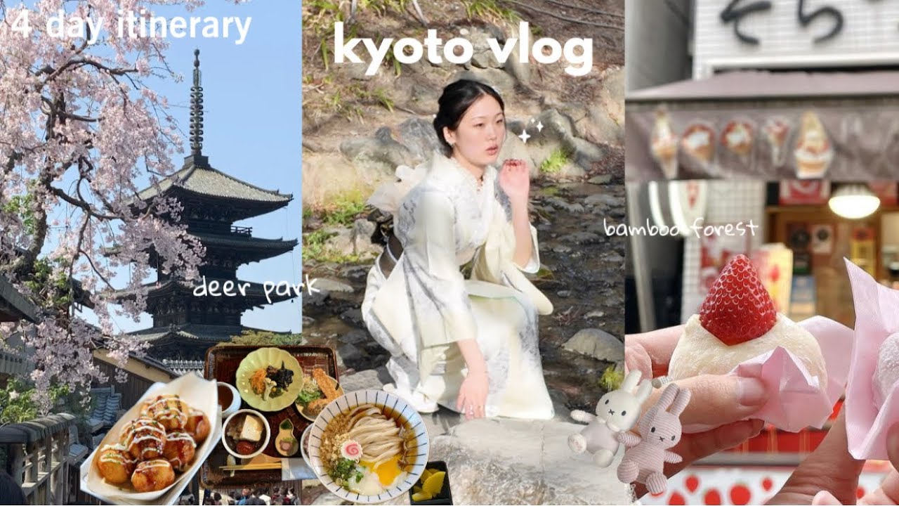 4 days in Kyoto 🍥 cherry blossom, wearing kimono, nara deer park, bamboo forest, what I eat