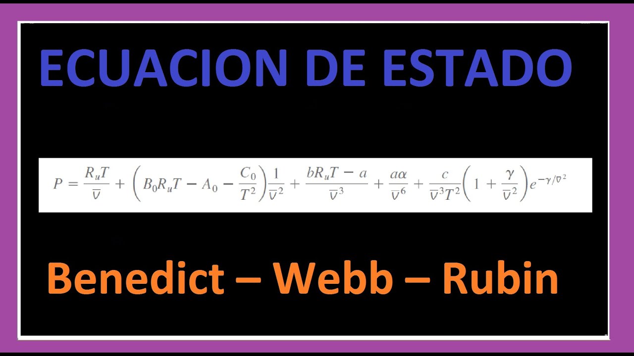 Ecuación de estado / Benedict – Webb – Rubin/ Termodinamica