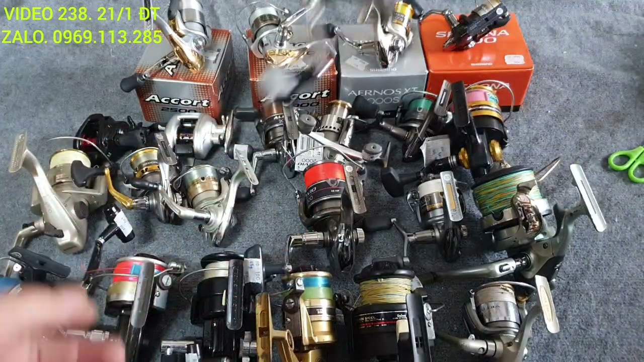 Máy câu nhật bãi. Video 238. 21/1. Máy câu các loại. Shimano.daiwa penn 7500ss. Máy ngang tay phải.