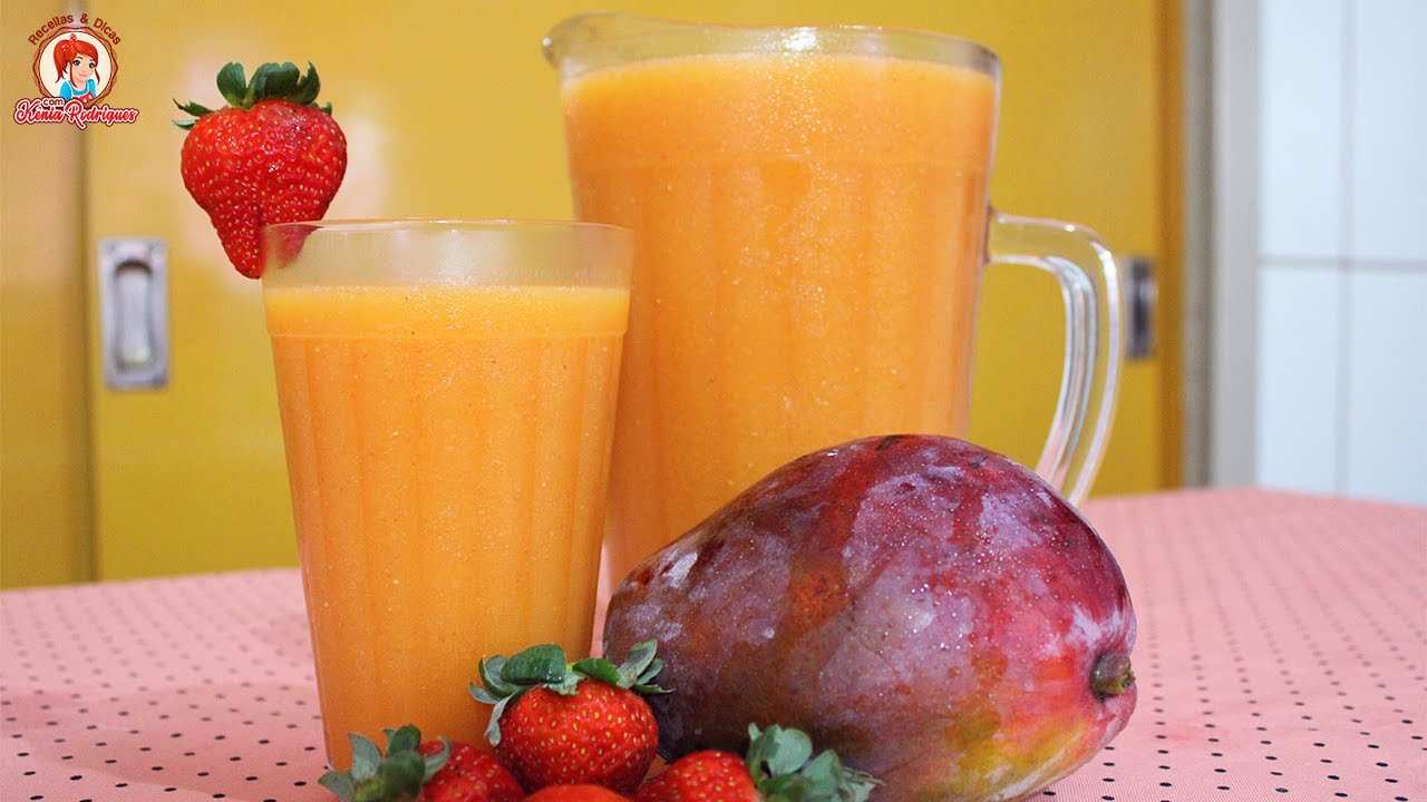 COMO FAZER SUCO DE MANGA COM MORANGO - COMBINAÇÃO PERFEITA