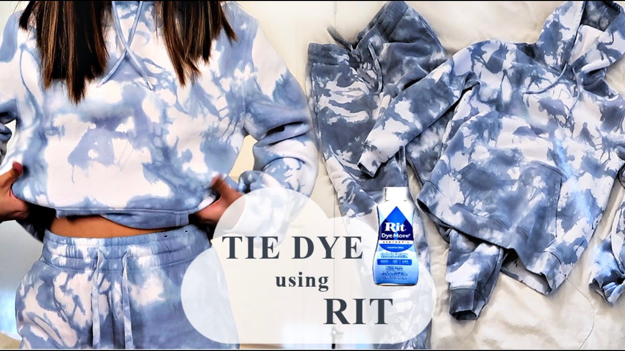 Non-Toxic Tie Dye using RIT DYE | DIY Blue Sweatsuit - Cloud Tie Dye