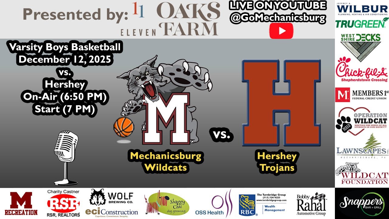 Varsity Boys Basketball vs Hershey - Presented by 11 Oaks Farms in Newville - (Dec. 12, 2025)