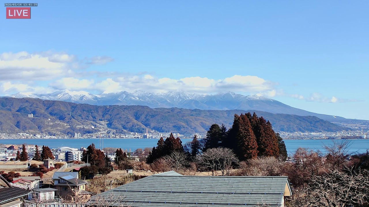 ４Ｋ【LIVE】諏訪湖八ヶ岳ライブカメラ１　信州　諏訪盆地　 Live stream in Lake Suwa Nagano Japan