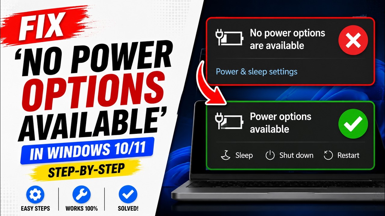 How To Fix There are Currently NO Power Options Available in Windows.